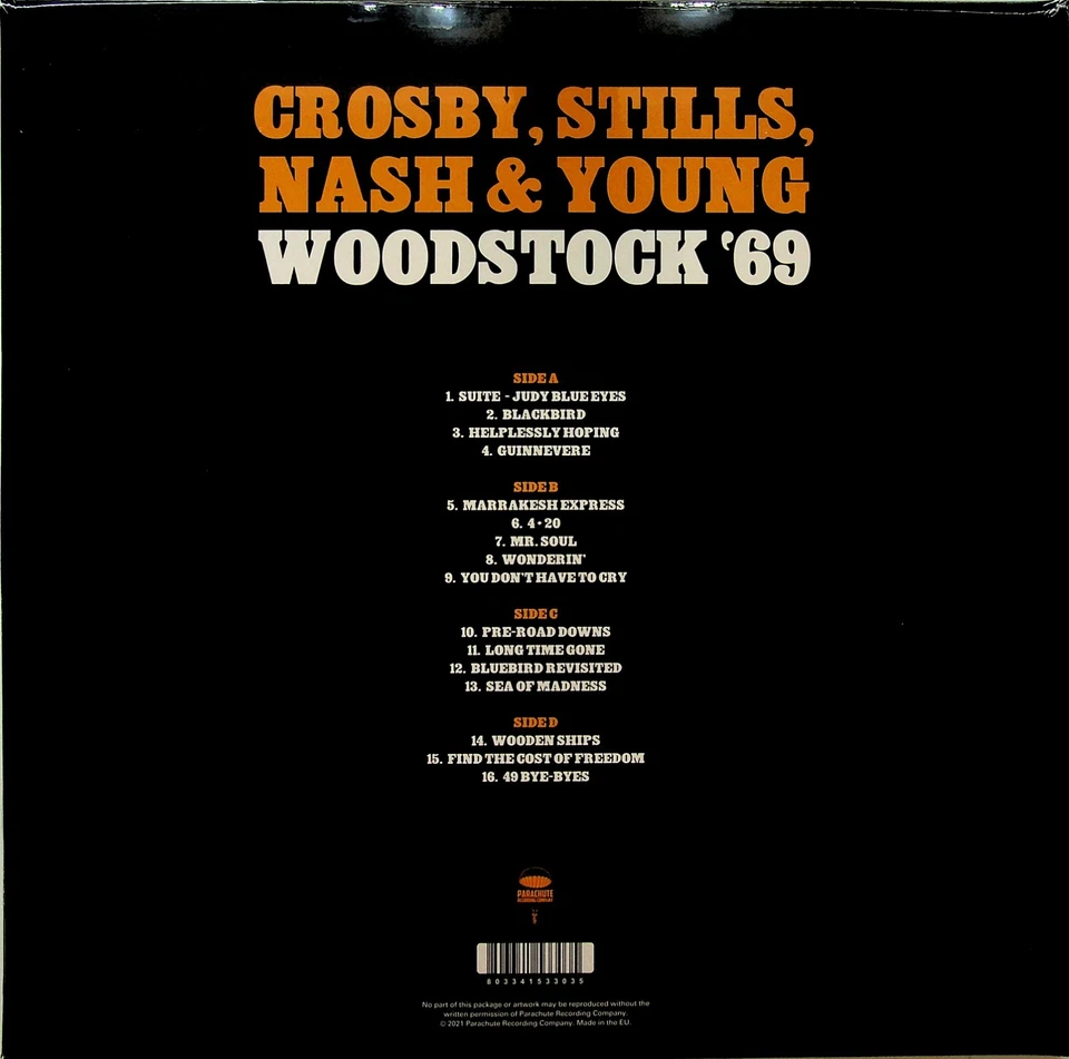 Crosby, Stills, Nash & Young- Woodstock '69 Live 2-LP (NEW 2021 Vinyl) 1969 CSNY - Image 2 of 2
