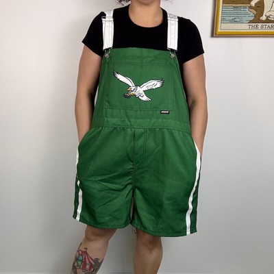 Philadelphia Eagles Mens Kelly Green Team Stripe Bib Shortalls 2XL