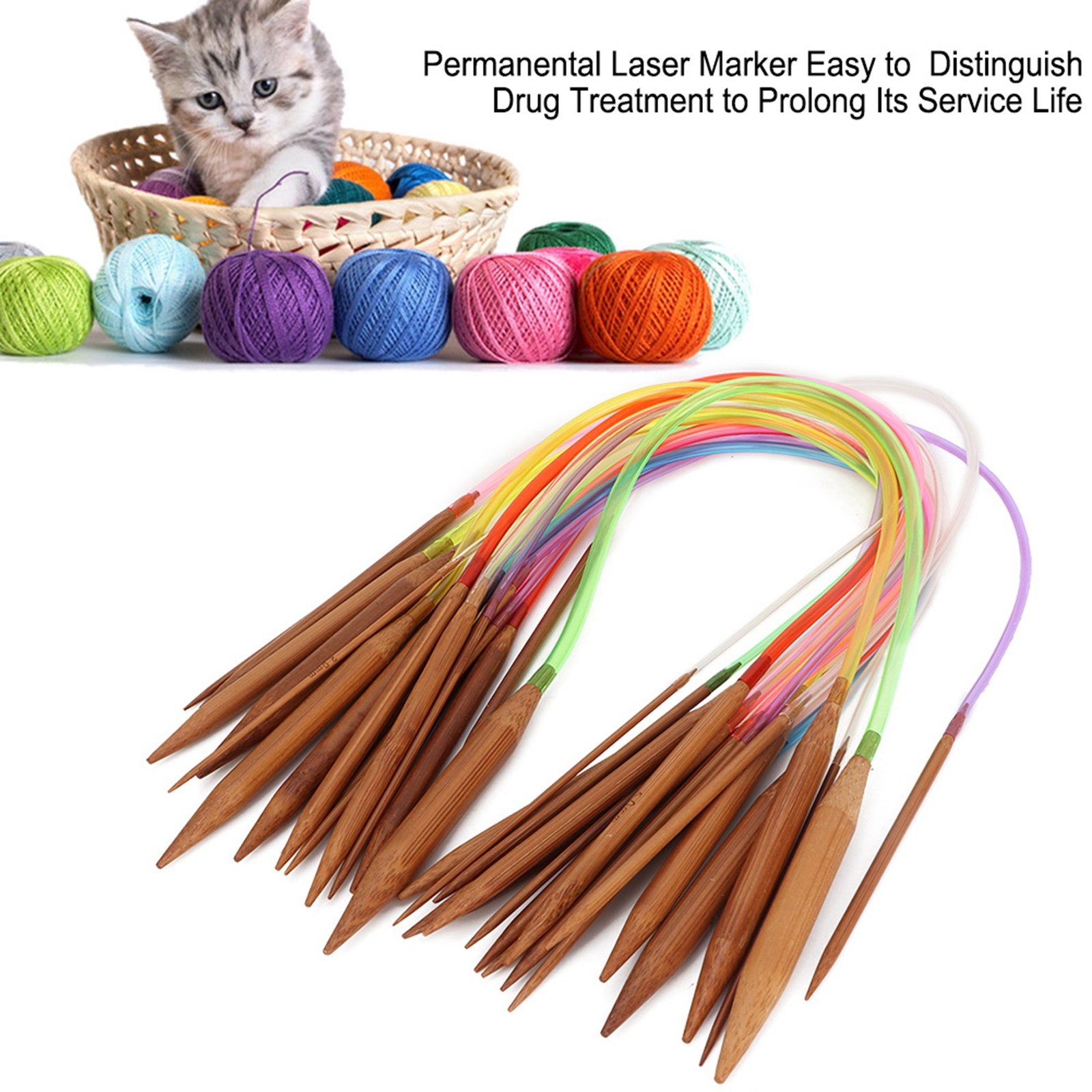 Multicolor Plastic Pipe Carbonized Double Annular Sweater Needles 40cm Tool