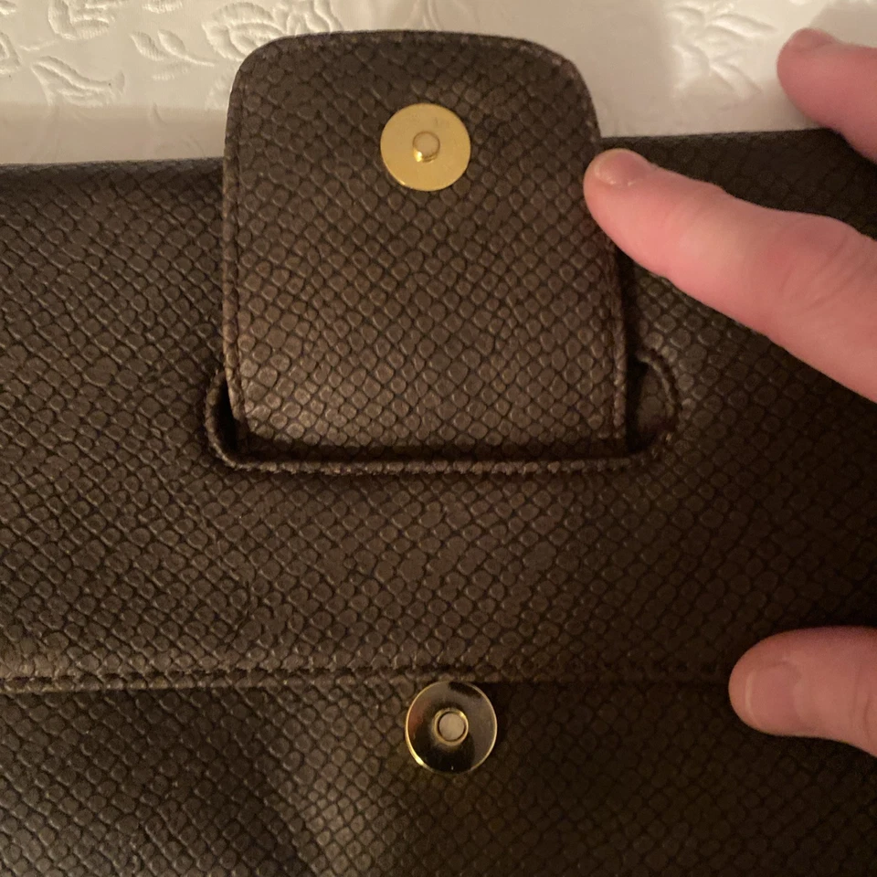 PURSE HANDBAG URBAN EXPRESSION BRN FAUX SNAKESKIN LEATHER ENVELOPE CLUTCH TRENDY - Image 3 of 4