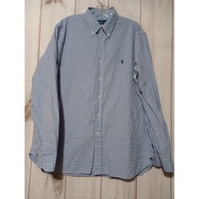 Ralph Lauren Shirt Men's 17 Blue Button Front Long Sleeve