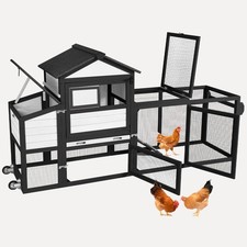 Outdoor Mobile Chicken Coop with Wheels Expandable Hen House