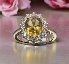 Beautiful Ring, 18 K Gold Plated, In Citrine 