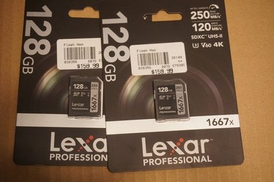 1 Lexar 128GB Professional 1667x UHS-II SDXC Memory Card  Brand New Sealed