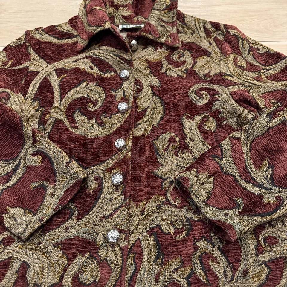 Chaqueta tapiz vintage para mujer mediana - barroca floral chenilla Y2k Foto 2 de 4