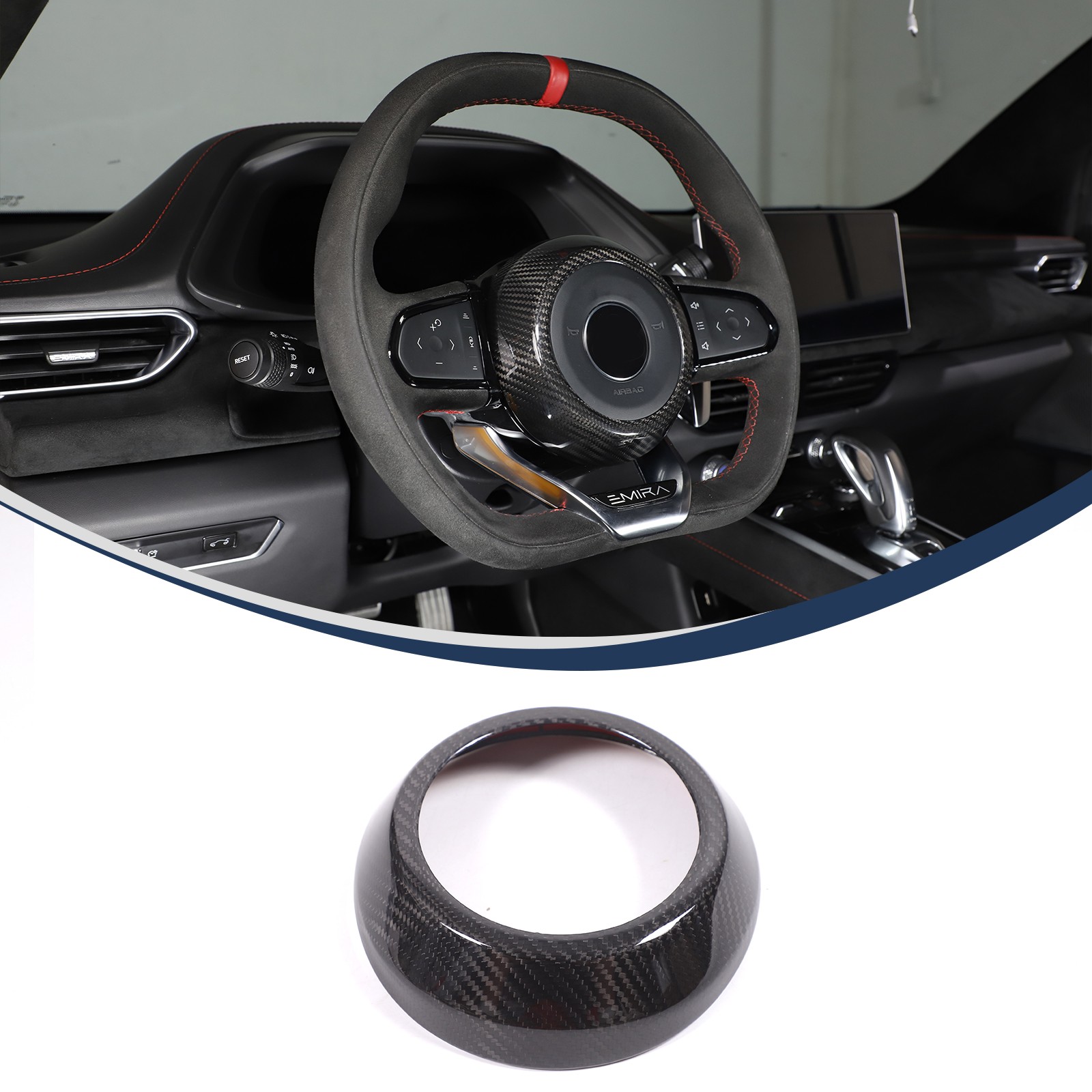 For Lotus EMIRA 21-23 CarbonFiber Interior Steering Wheel Trim Cover Accessories