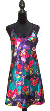 Kathryn Floral Print Lingerie Nightie Teal Purple Size-M