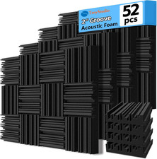 Thick Acoustic Foam Panels, 12 X 12 X 2 Inch 52 Pcs Broadband Sound Absorbing Fo