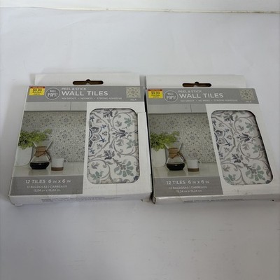 New Wall Pops! Peel and Stick Wall Tiles ISLA 6 X6  12 Tiles No Mess No Grout