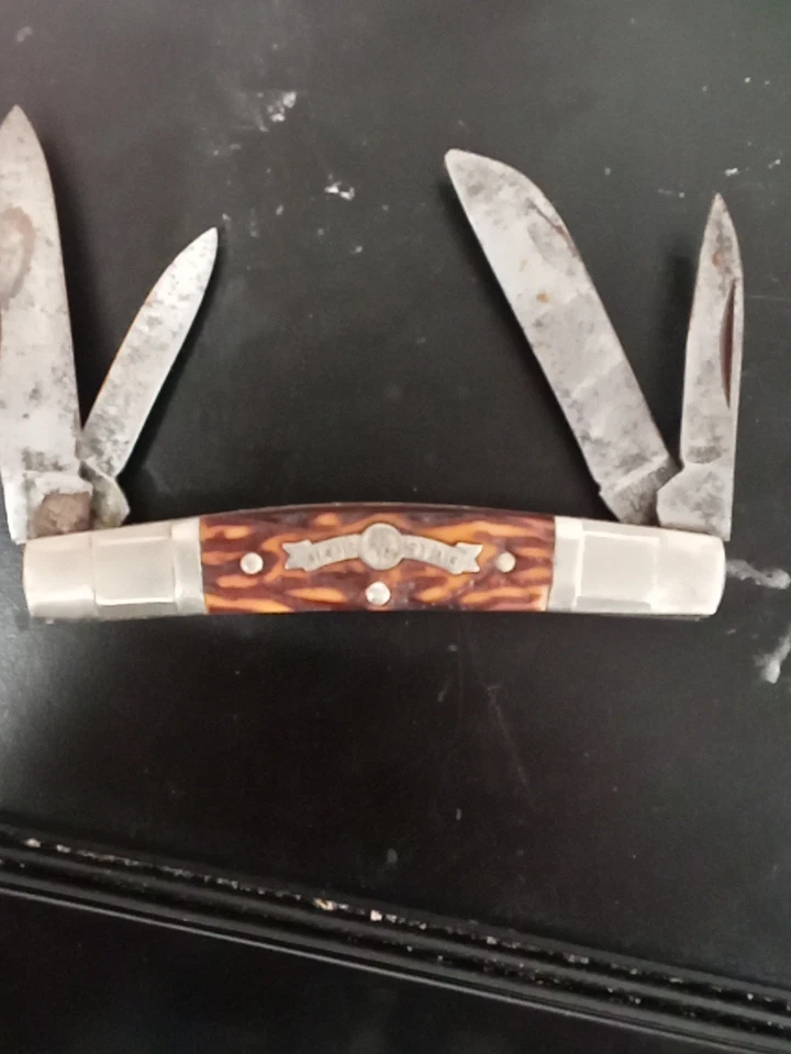 1975 Four Bladed Stockman with Stainless Steel Bolsters by Olde Stag Brand - Image 3 of 4