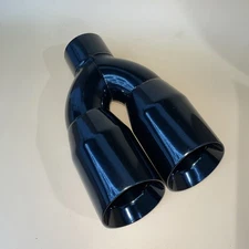 Exhaust Tip 3.00" Inlet 4.00” Outlet 13.50 Dual Round Slant Angle Black