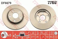 2X TRW Bremsscheibe DF6679 FüR Auris Corolla Toyota VAN NRE185_ NRE185R NRE185H