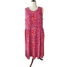 Tank Dress Aztec Print Midi Cotton Modal Knit Tiered Size XL