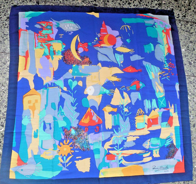Vintage Remoy d'Urville Creation Designer Tuch/Schal Seide 85 x 85