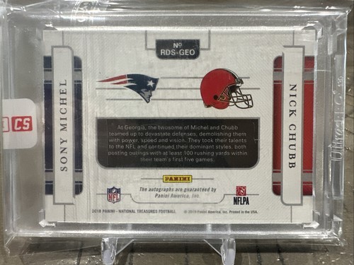 2018 National Treasures Nick Chubb Sony Michel Dual Auto /49 - Picture 2 of 2