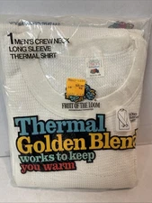 Vtg Fruit Of The Loom Mens XL Thermal Golden Blend Waffle Underwear Shirt USA
