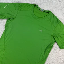 Arcteryx Shirt Mens Large Green Striped Lightweight Stretch Outdoors