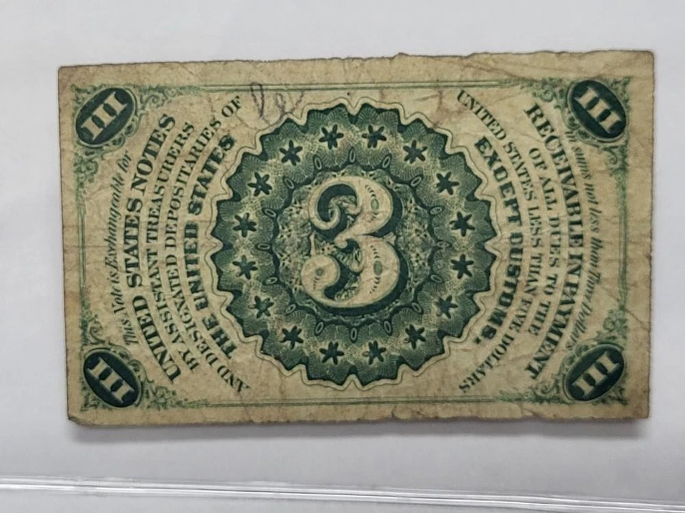 THREE CENT Fractional Note 3 Cents Third Issue - Image 2 of 4