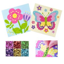 Kit tableau sequins - Fleur et papillon - Loisirs créatifs - Enfant - Dès 3 ans