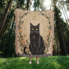 Black Cat Woven Blanket