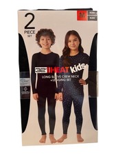 32 DEGREES Heat Kids Long Sleeve Crew Neck Legging Set - BLACK - Medium