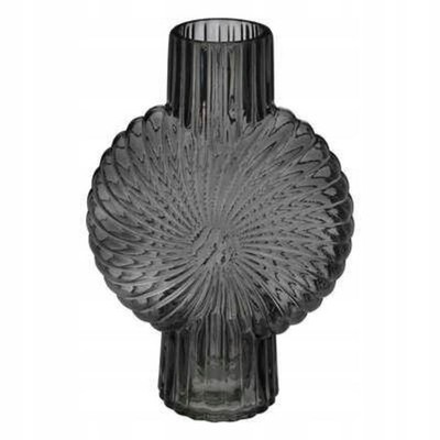 Glasvase Shell Grau 32cm, Dekovase Muschel Design, Modern