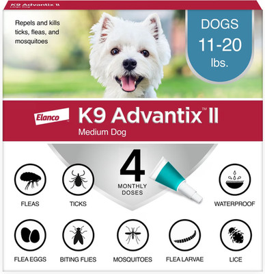 K9 Advantix II Medium Size Dog Ticks Fleas Mosquitoes 4 Monthly Doses Sealed