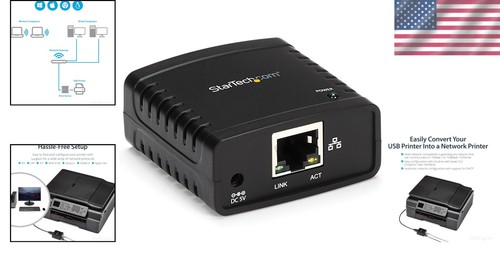 10/100Mbps Ethernet to USB 2.0 Print Server Adapter – Efficient Printer Sharing - Picture 2 of 8
