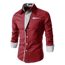 Men's Casual Shirt Button Down Slim Fit Long Sleeve Formal Shirts Dress Tops Tee