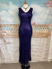 Quiz Maxi Dress 8 Purple Sequin Bodycon Prom Stretch Evening Gatsby Deco Cruise