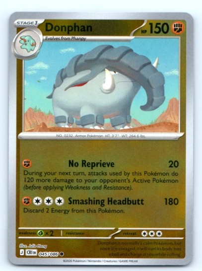 Donphan 045/086 ~ Reverse Holo English Near Mint