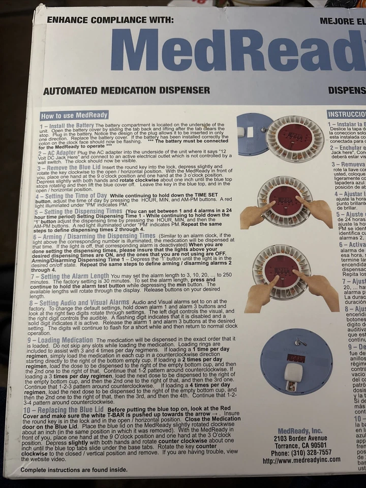 MedReady 1700 Automated Medication Pill Dispenser With Lock And Key - Image 4 of 4
