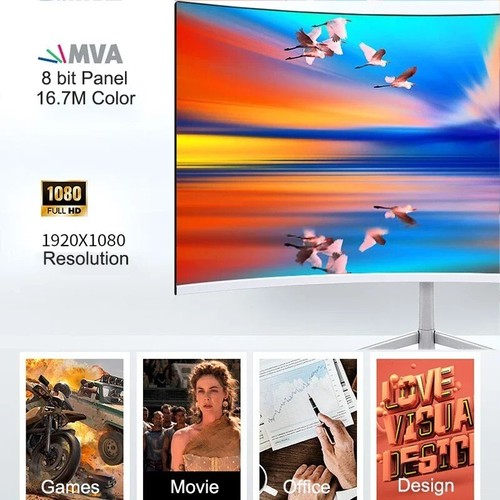 Écran PC Incurvé 24" FY24FMC – WHITE COLOR - Full HD 1080p – 75Hz – Filtre Bleu - Photo 2/7