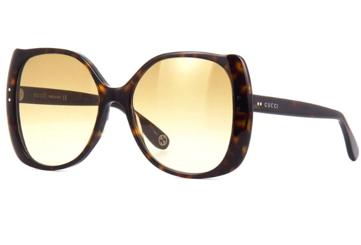GUCCI GG0472S 002 Butterfly Sunglasses In Havana Brown Size 