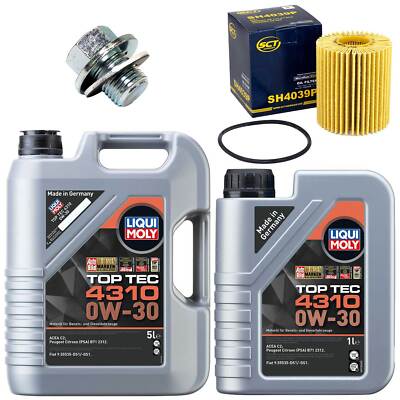 Motoröl Filter Set 4310 0W-30 LIQUI MOLY 6 Liter + Schraube für Lexus Toyota RAV