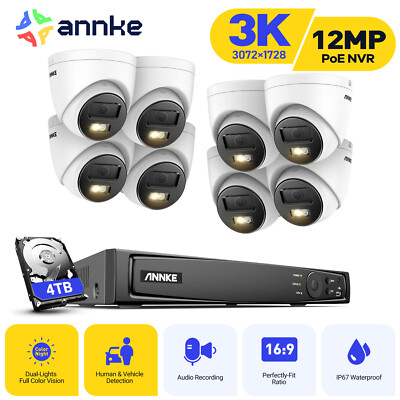 ANNKE 12MP 8CH NVR 5MP POE Security Camera System Audio Recording H.265+ Outdoor