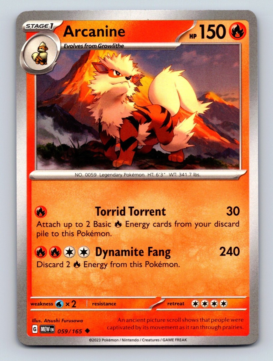 Arcanine HP 150 Dynamite Fang Attack Rarity Red Legendary Pokémon