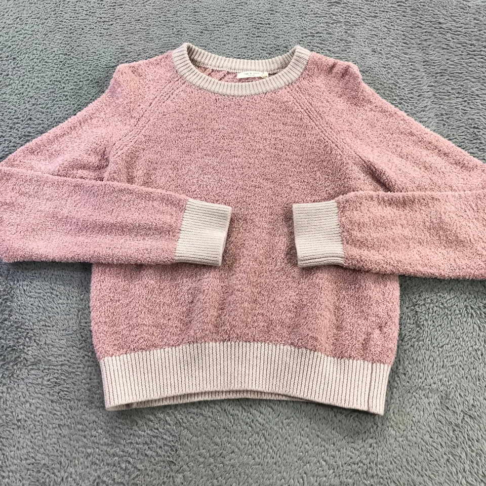 rag & bone Sweater Womens Small Terry Sweatshirt Pullover Green Pile Casual - Image 3 of 4