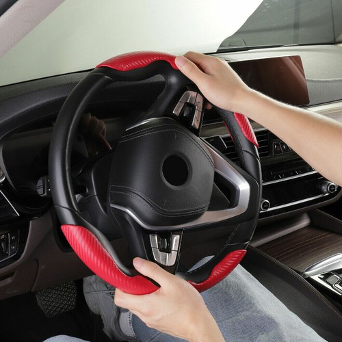 Red Carbon Fiber Car Steering Wheel Booster Non-Slip Cover Luxury Accessories - Picture 3 of 7