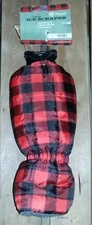 NWT Hand Glove Ice Snow Glass Window Scraper  Quilted Fleece Checkered