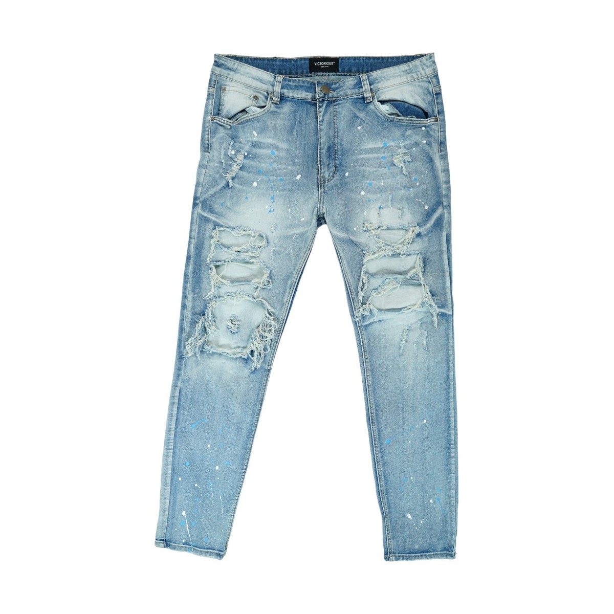 アーティスト着用【MLVINCE】STRAIGHT CRASH DENIM 32 Light Blue Track Jeans – Racer Worldwide