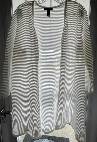 Alfani weiße transparente gestreifte offene Strickjacke Damen XL Strand Coverup Kreuzfahrt - Bild 4 von 8