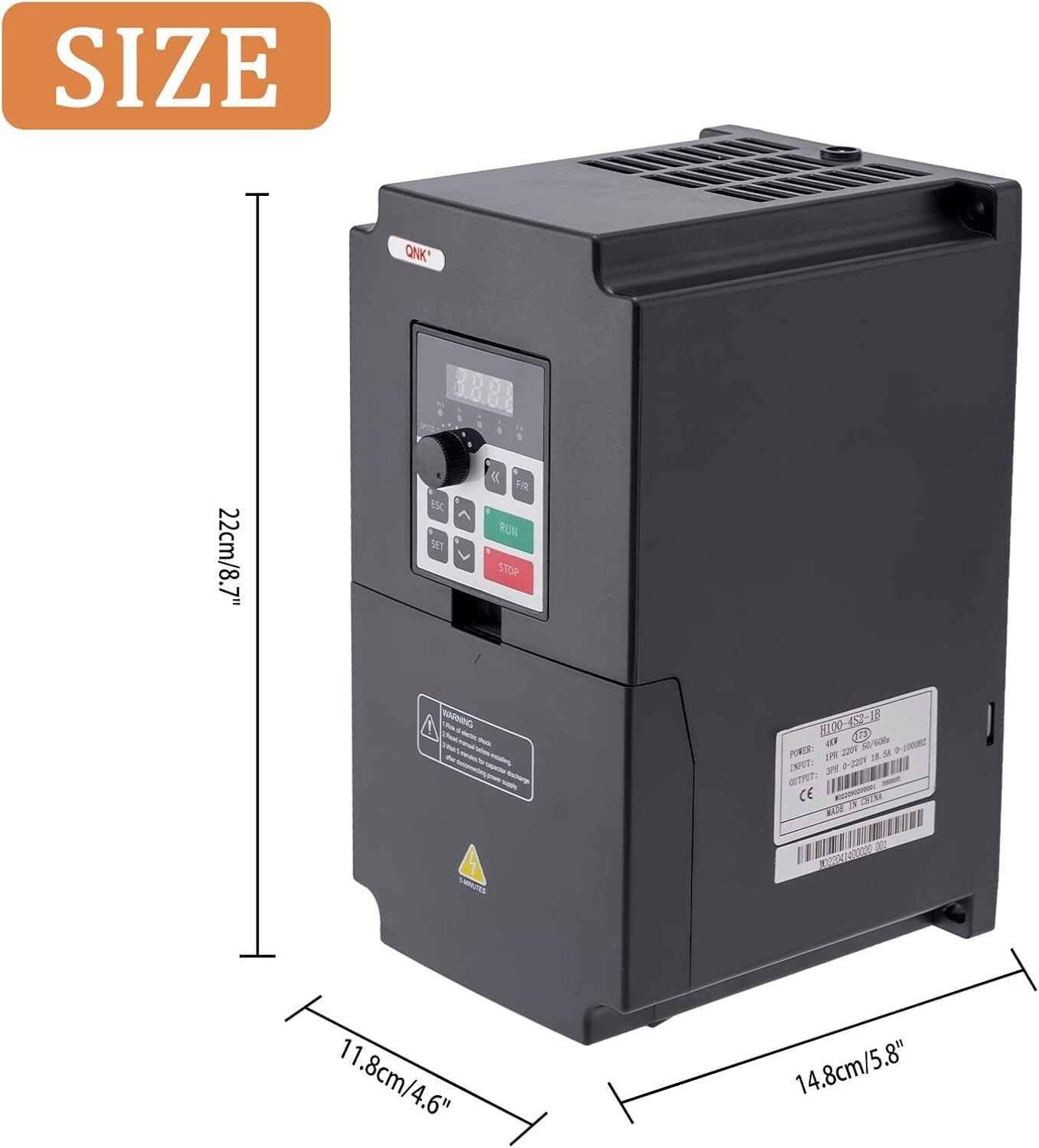 QNK 4KW 5.5HP 220V 1 to 3 Phase VFD Inverter Variable Frequency Drives for Motor