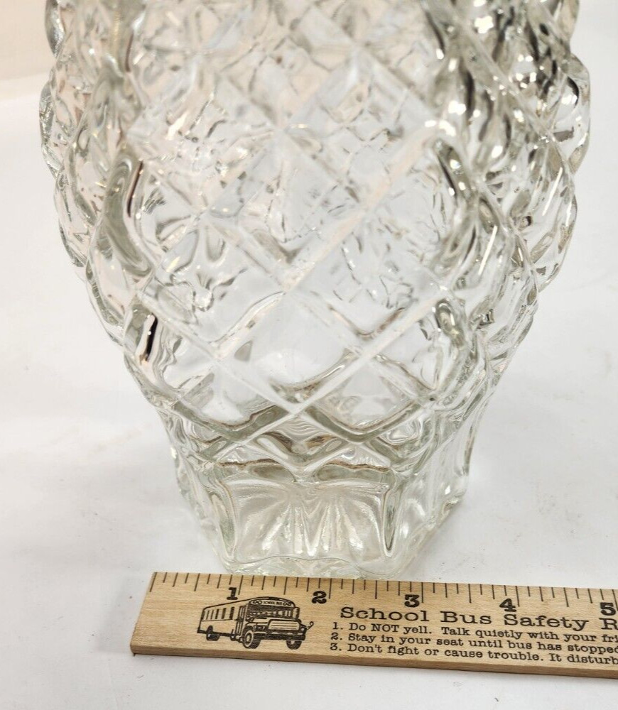 Vintage Liquor Decanter MCM Diamond Pattern Glass Clear Barware Cocktail