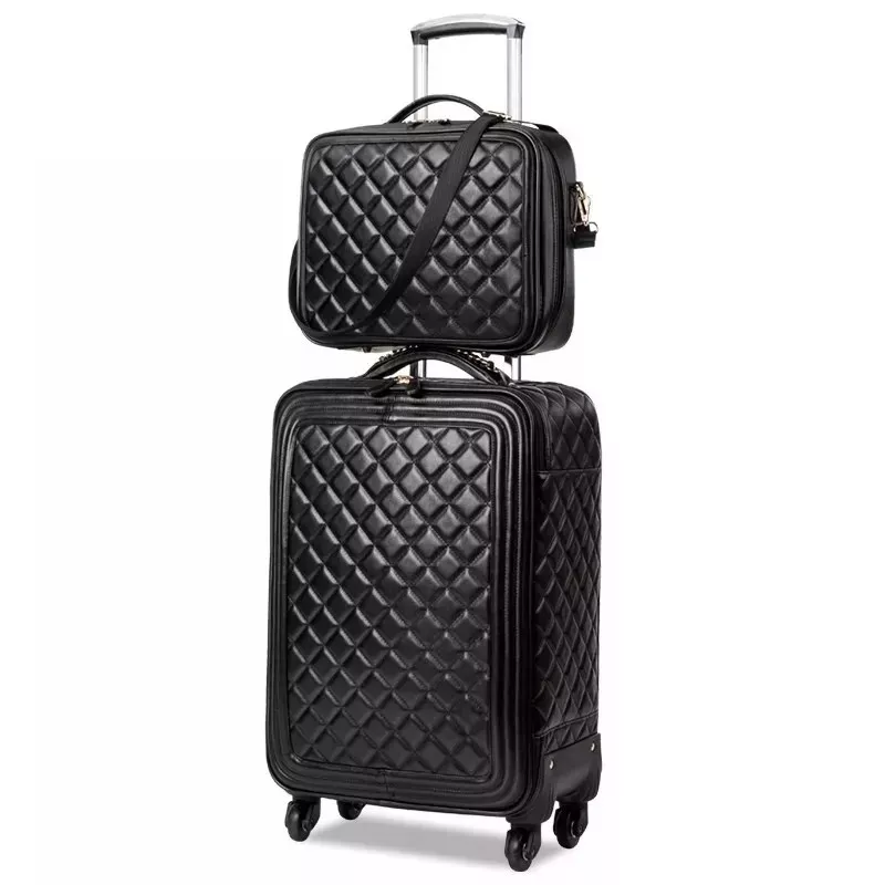 Black quilted luggage cheap