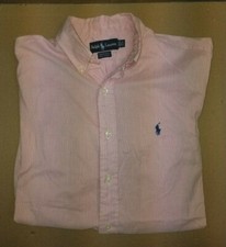 Ralph Lauren Men's Button Up Shirt Striped Pink White Size 15 1/2