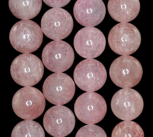 10MM PINK STRAWBERRY LEPIDOCROCITE QUARTZ GEMSTONE GRD A ROUND LOOSE BEADS 7inch - Picture 1 of 5