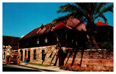 St. Augustine FL Florida Oldest House Street View Chrome Postcard
