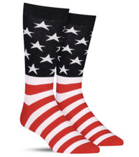 American Flag Mens Crew Socks Shoe Size 6-12 K Bell Large New Americana