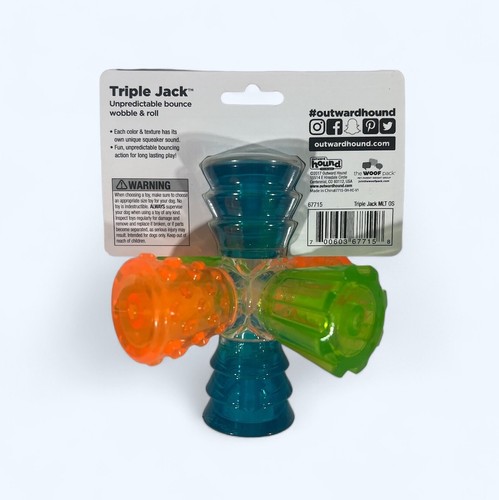 Outward Hound TRIPLE JACK Unpredictable Bounce Wobble Dog Toy NIP - 第 2/2 張圖片